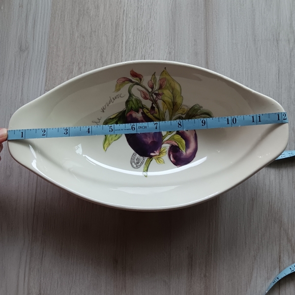 Effetti Home Oval Serving Dish Made it Italy Vegetable Picture 12" Ivory Purple - Picture 5 of 7